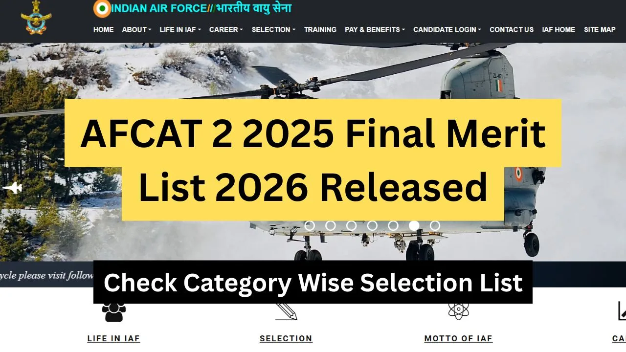 AFCAT 2 2025 Final Merit List 2026 Released