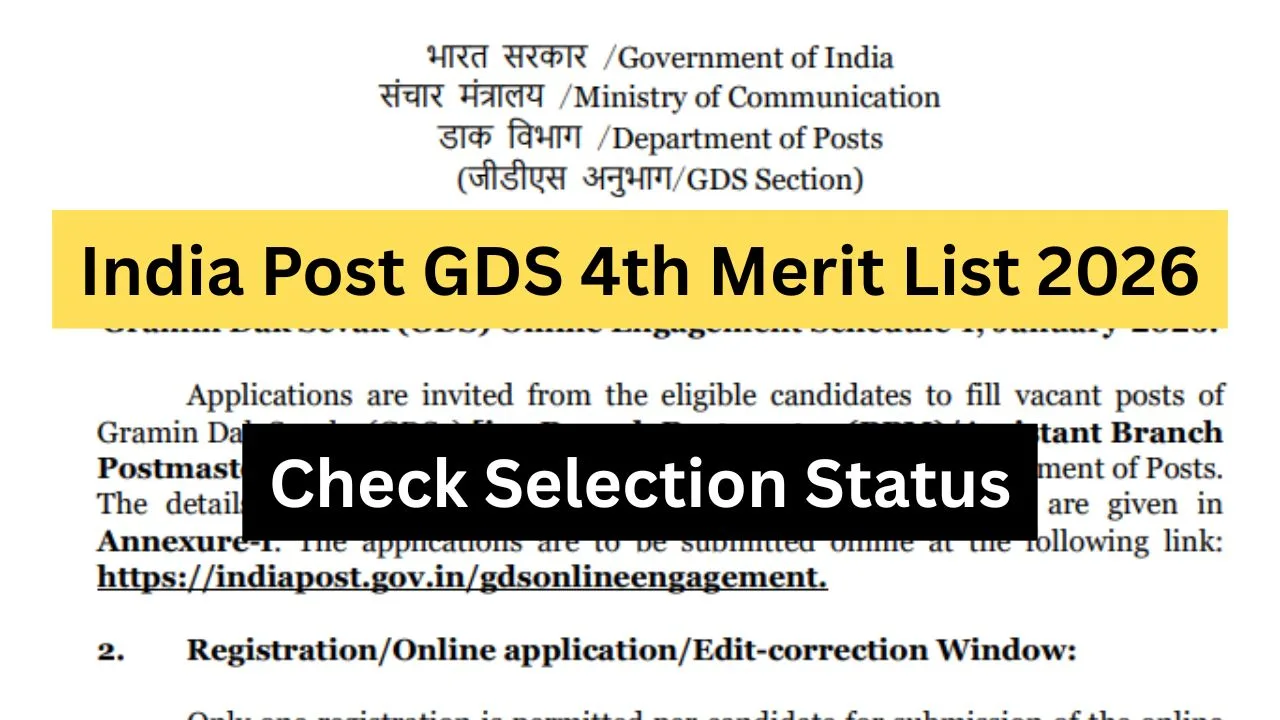 India Post GDS 4th Merit List 2026