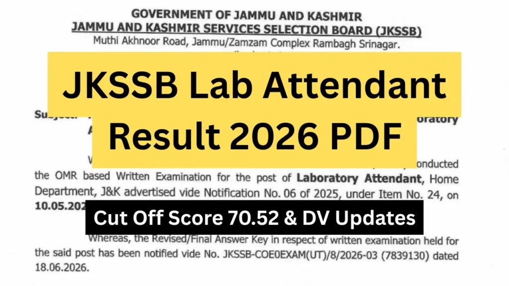 JKSSB Lab Attendant Result 2026 PDF