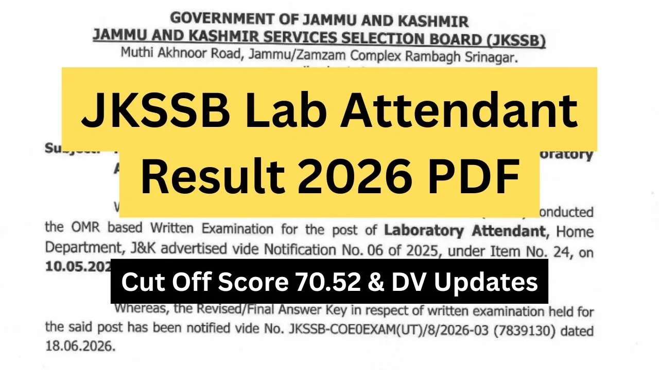 JKSSB Lab Attendant Result 2026 PDF
