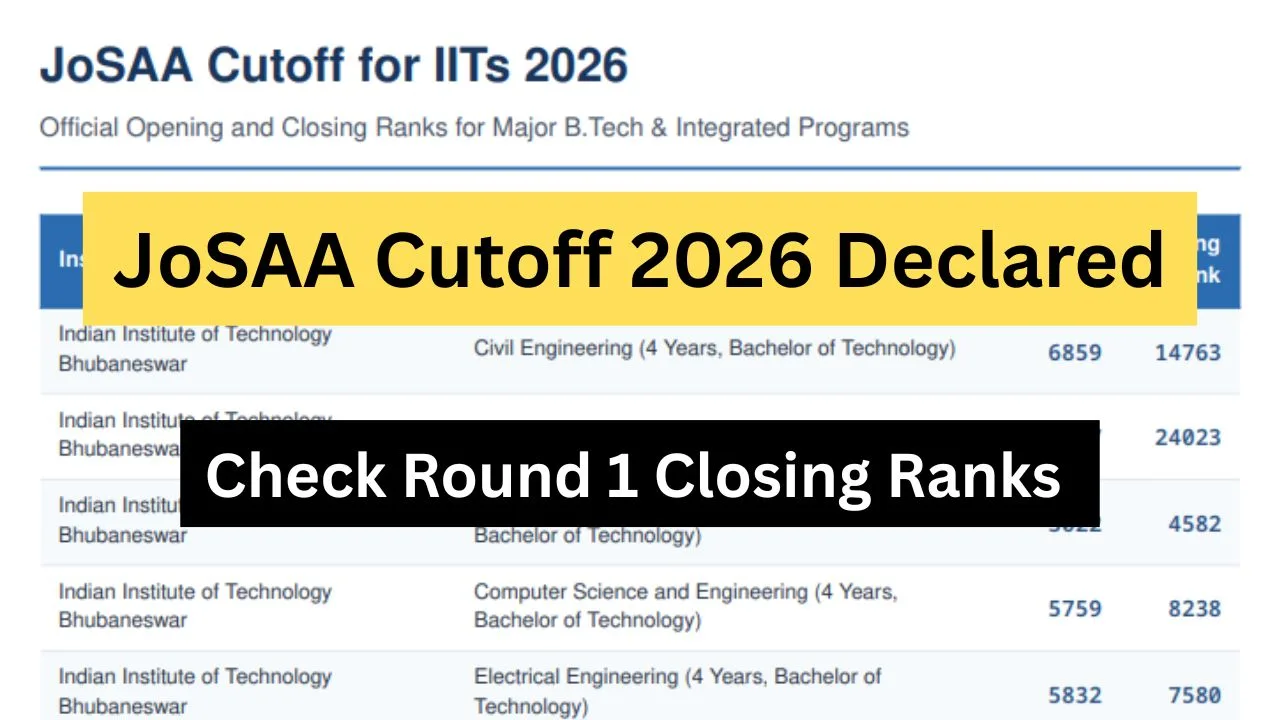 JoSAA Cutoff 2026 Declared