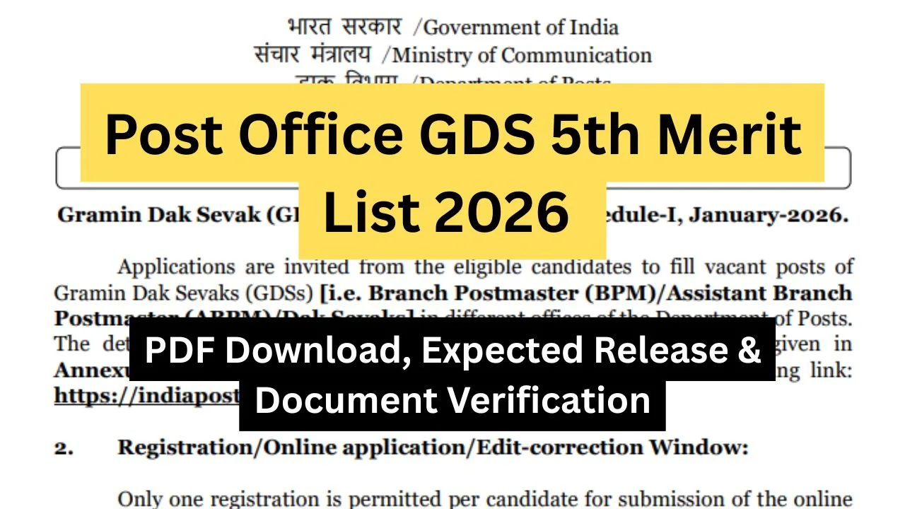 Post Office GDS 5th Merit List 2026